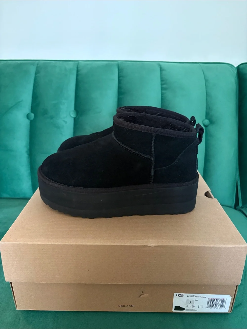 UGG Black Platform Mini Booties